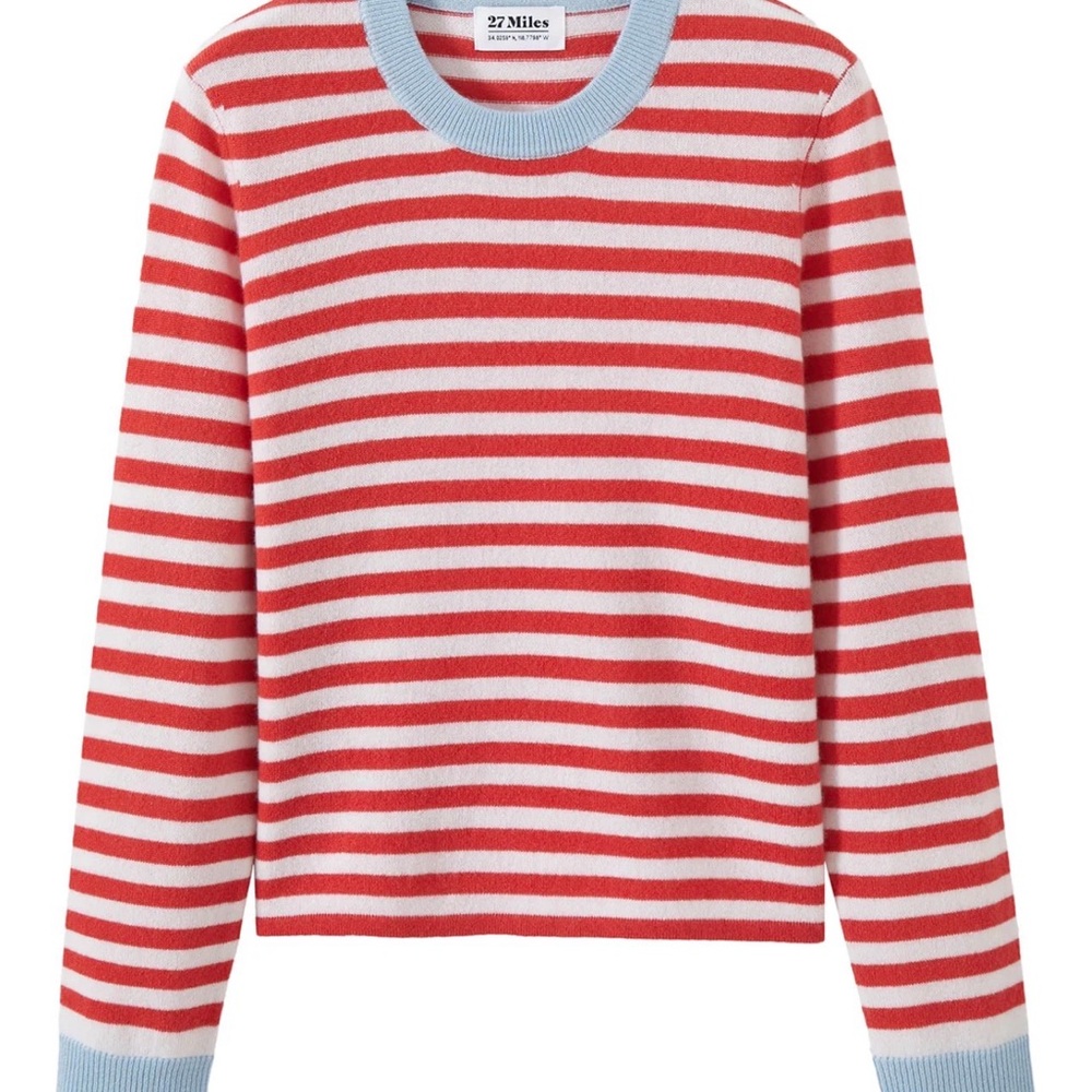 27 Miles Red and White Striped Women's Sweater